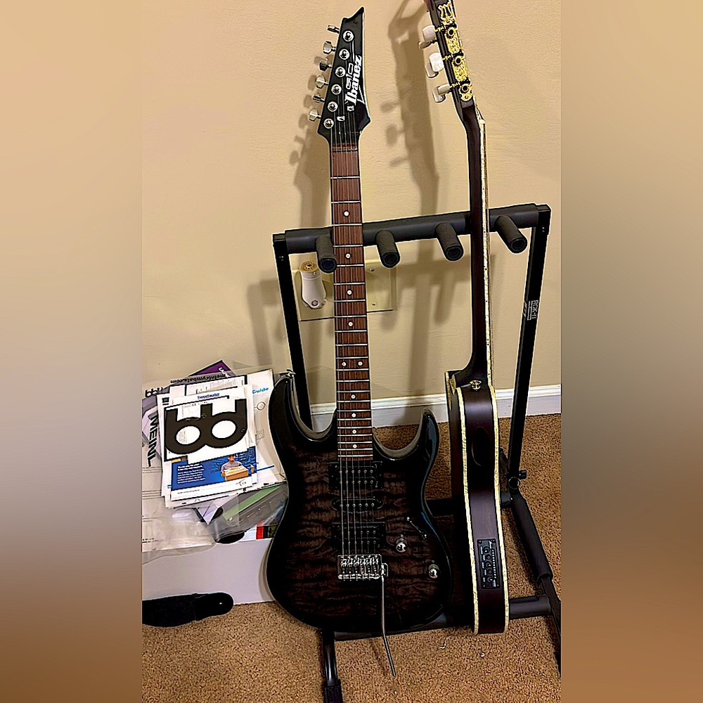 Ibanez Gio GRX70QA Electric Guitar Black Sunburst WITH CASE AND ORANGE BRAND AMP